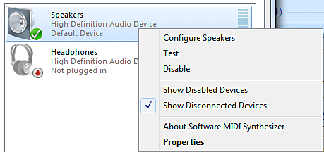 Windows 7 Sound Control Panel